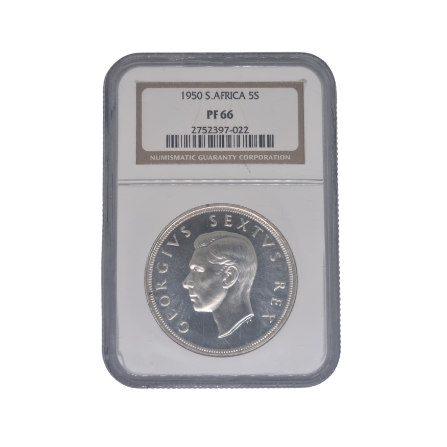 1950 South Africa 5 Shilling (PF 66) NGC Graded