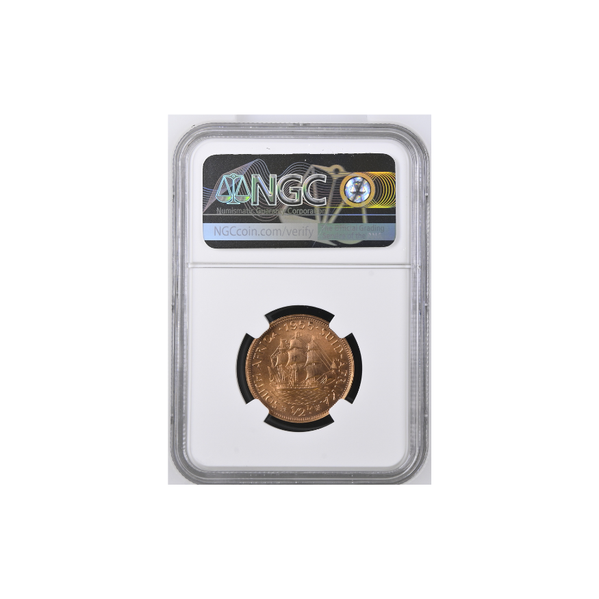 1955 South Africa 1/2 Penny (PF 66 RD) NGC Graded