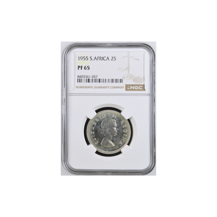 1955 South Africa 2 Shilling (PF 65) NGC Graded
