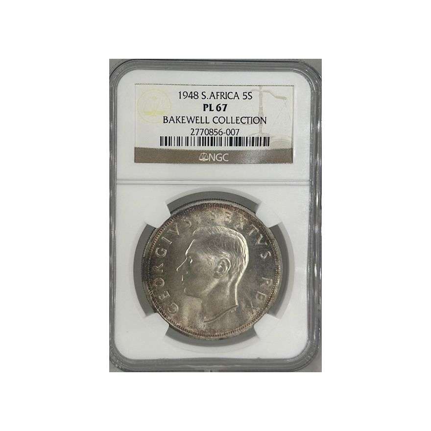 1948 South Africa 5 Shillings PL 67 NGC