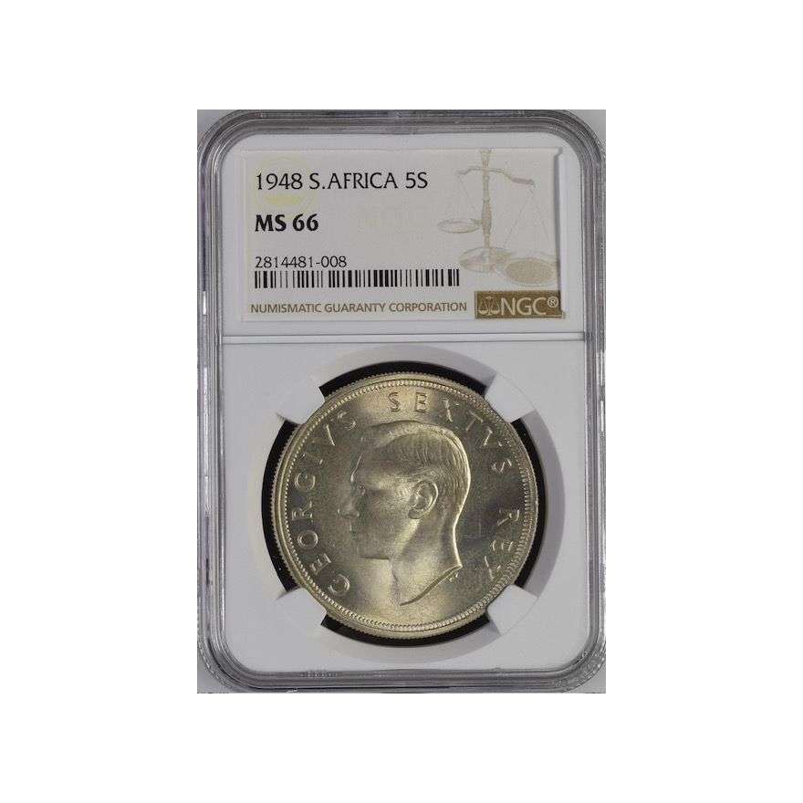 1948 South Africa 5 Shillings MS 66 NGC