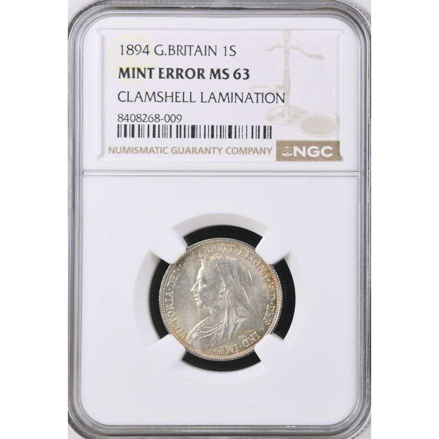 1894 Great Britain 1 Shilling Mint Error MS 63 NGC