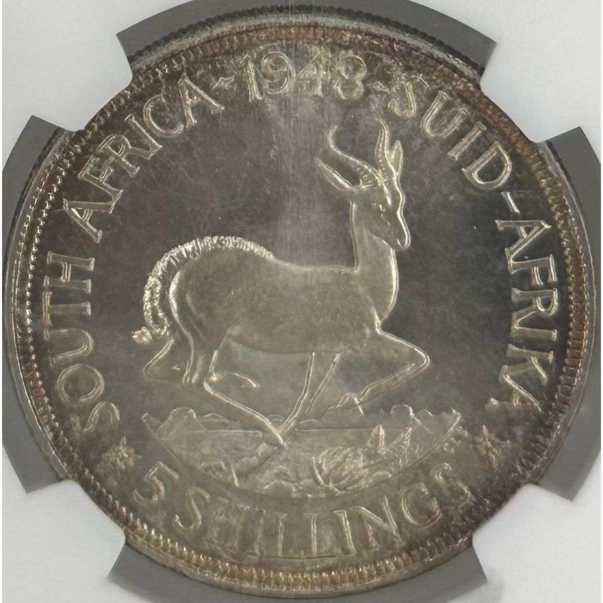 1948 South Africa 5 Shillings PL 67 NGC