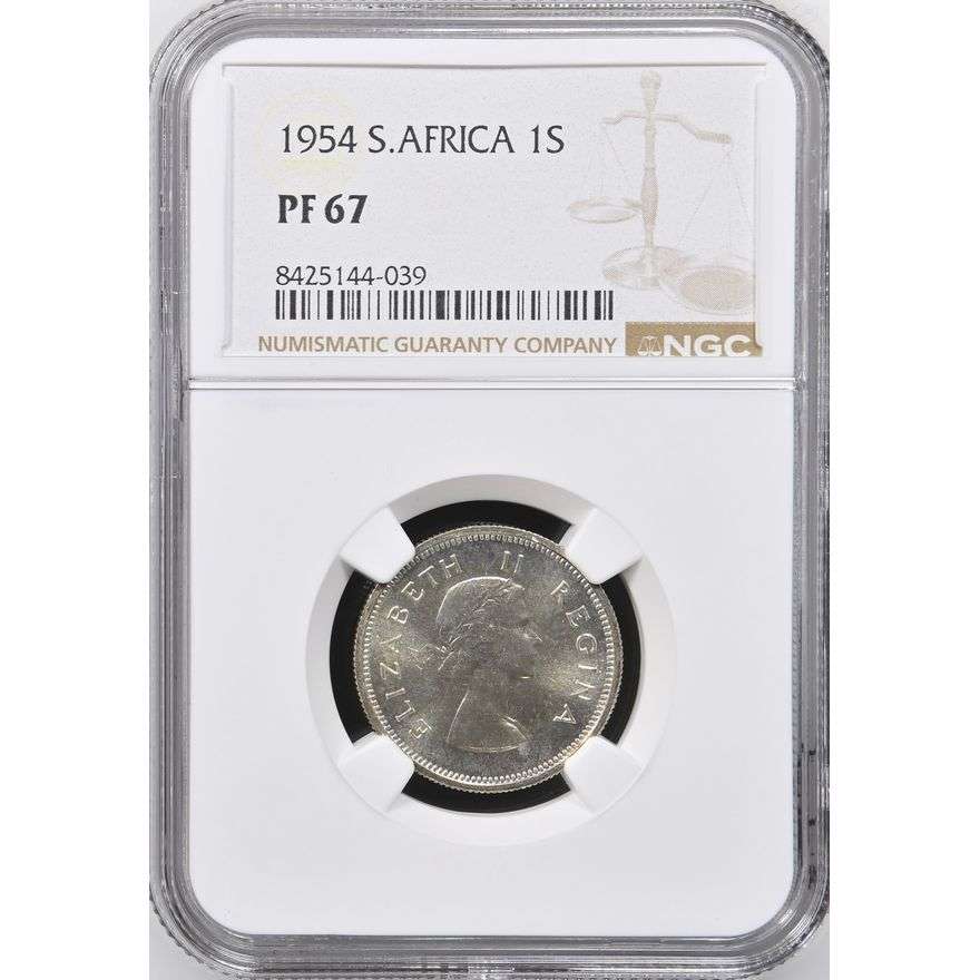 1954 South Africa Shilling PF 67 NGC Graded