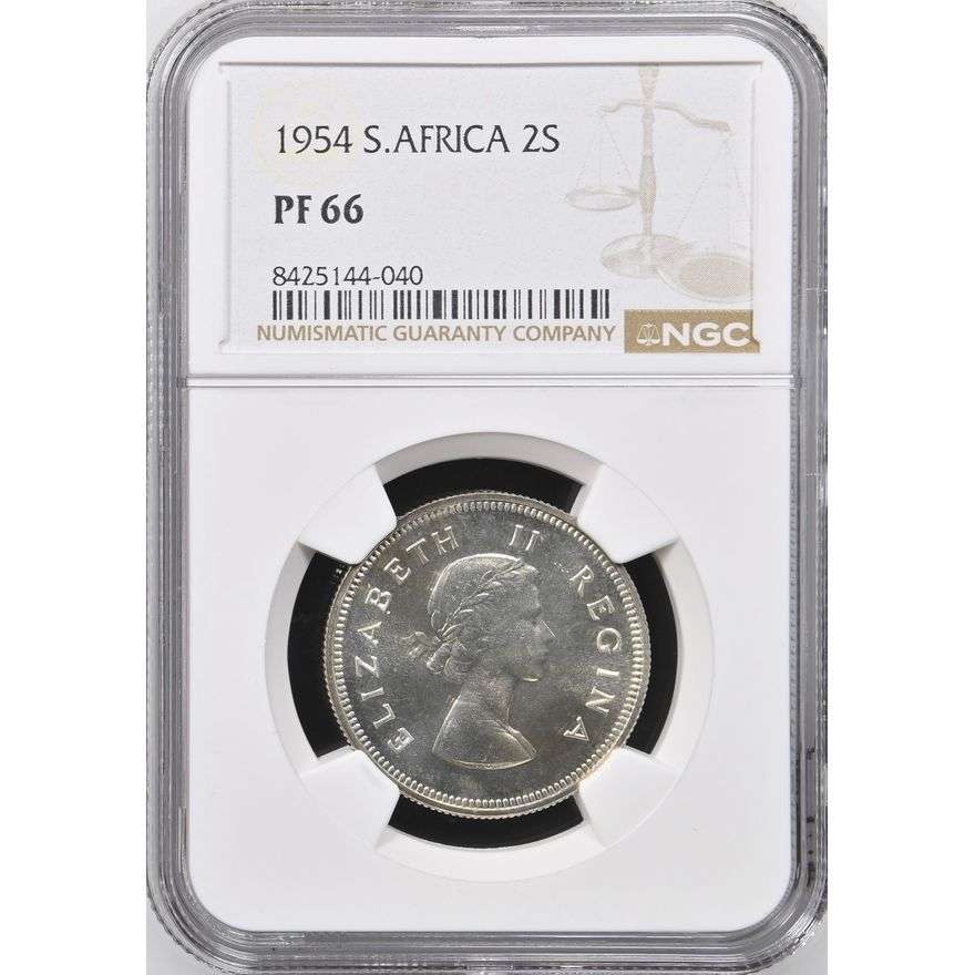 1954 South Africa 2 Shillings PF 66 NGC Graded