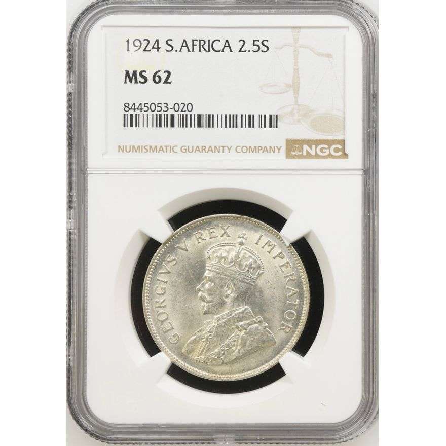1924 South Africa 2.5 Shillings MS 62 NGC
