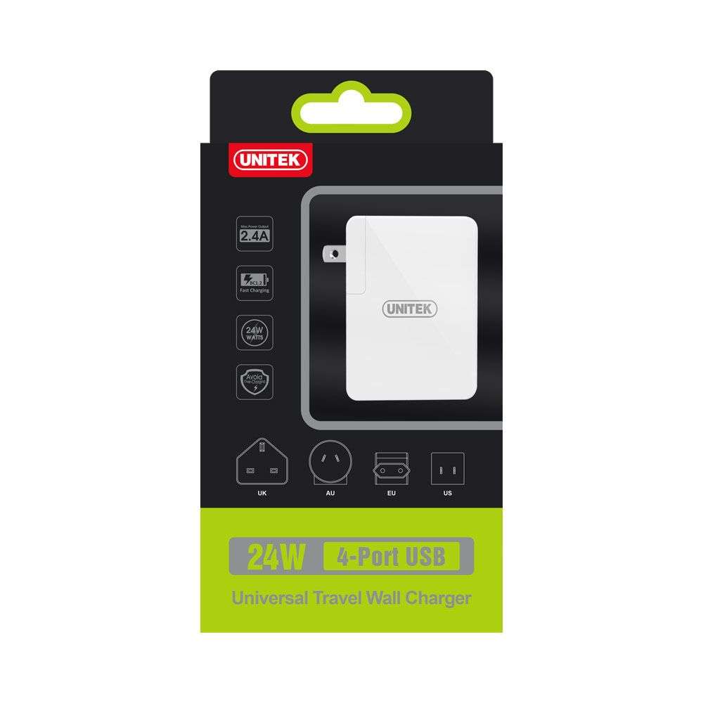 Unitek 24W 4-Port USB Travel Wall Charger (Y-PW10001)