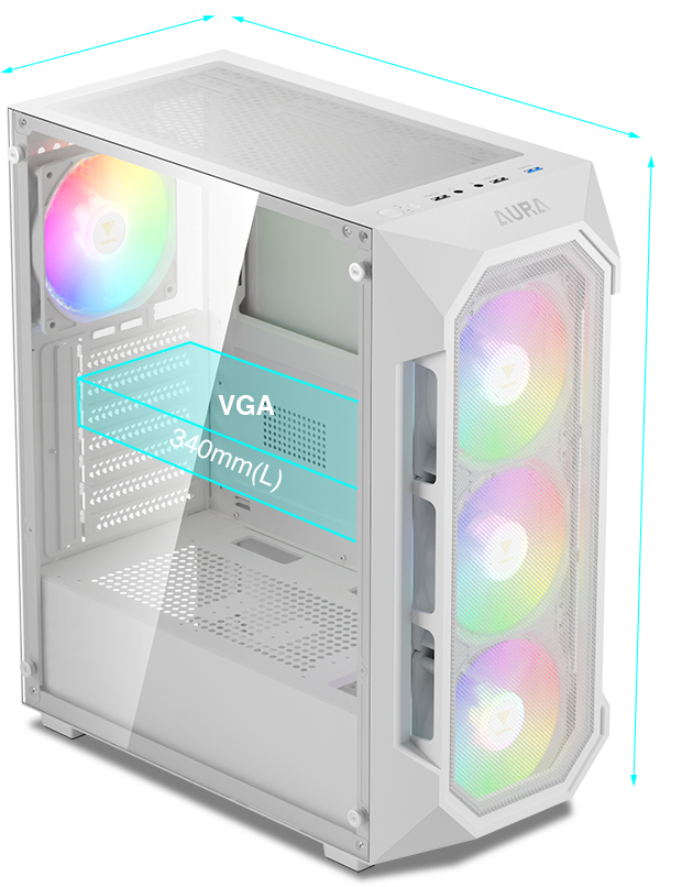 GAMDIAS _ AURA GC1 ELITE WHITE Mesh RGB Mid-tower Case