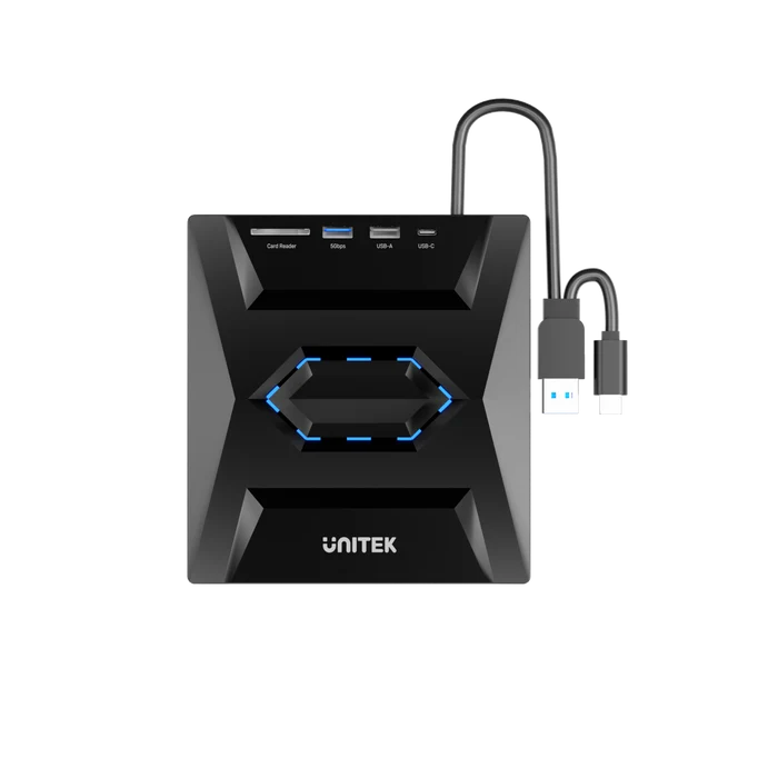 5-in-1 External Optical Drive with USB Hub