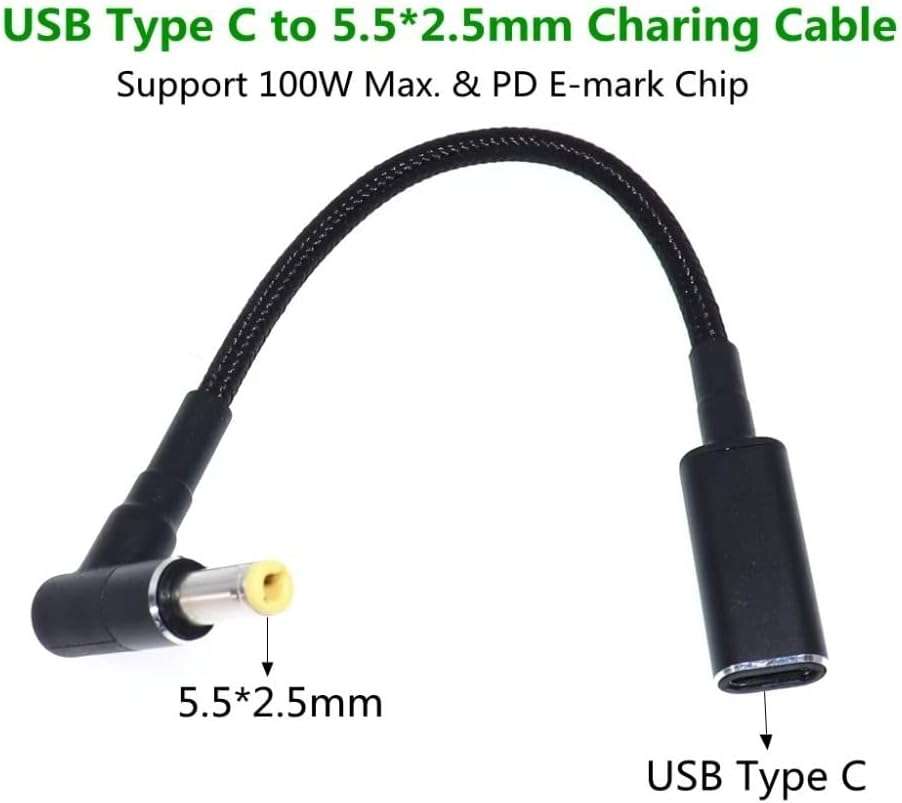 Type C USB C Female Input DC Power PD Cable, Universal Laptop Laptop Input DC Plug Set, Laptop Ch...