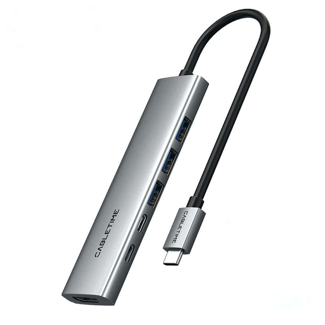 CABLETIME 6 IN 1 USB C Hub with HDMI and 100W Power Delivery