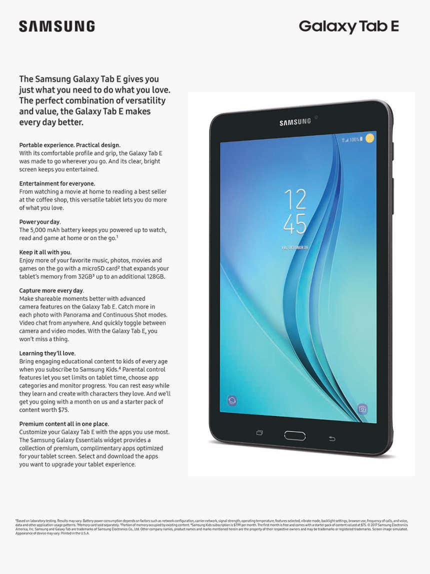 **BARGAIN BUY** SAMSUNG GALAXY TAB E IN BOX WITH ACCESSORIES - WORTH R3000 - GRAB IT @ JUST R1299!