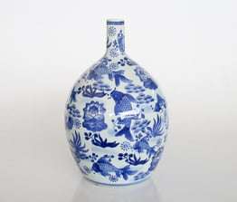 Blue and White Gold Fish Porcelain Vase
