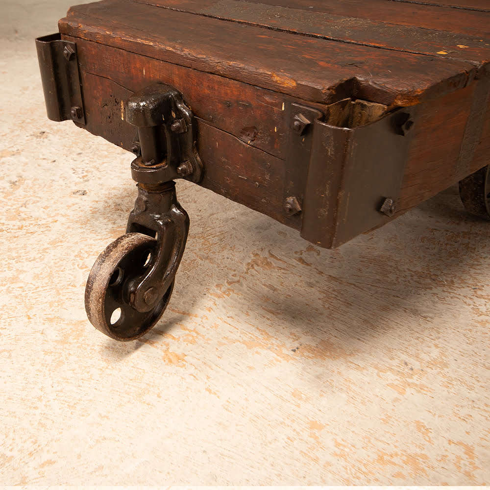 Antique Industrial Railroad Cart Coffee Table