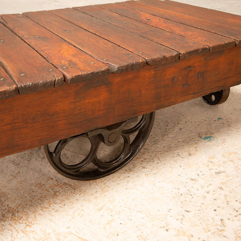 Antique Industrial Railroad Cart Coffee Table