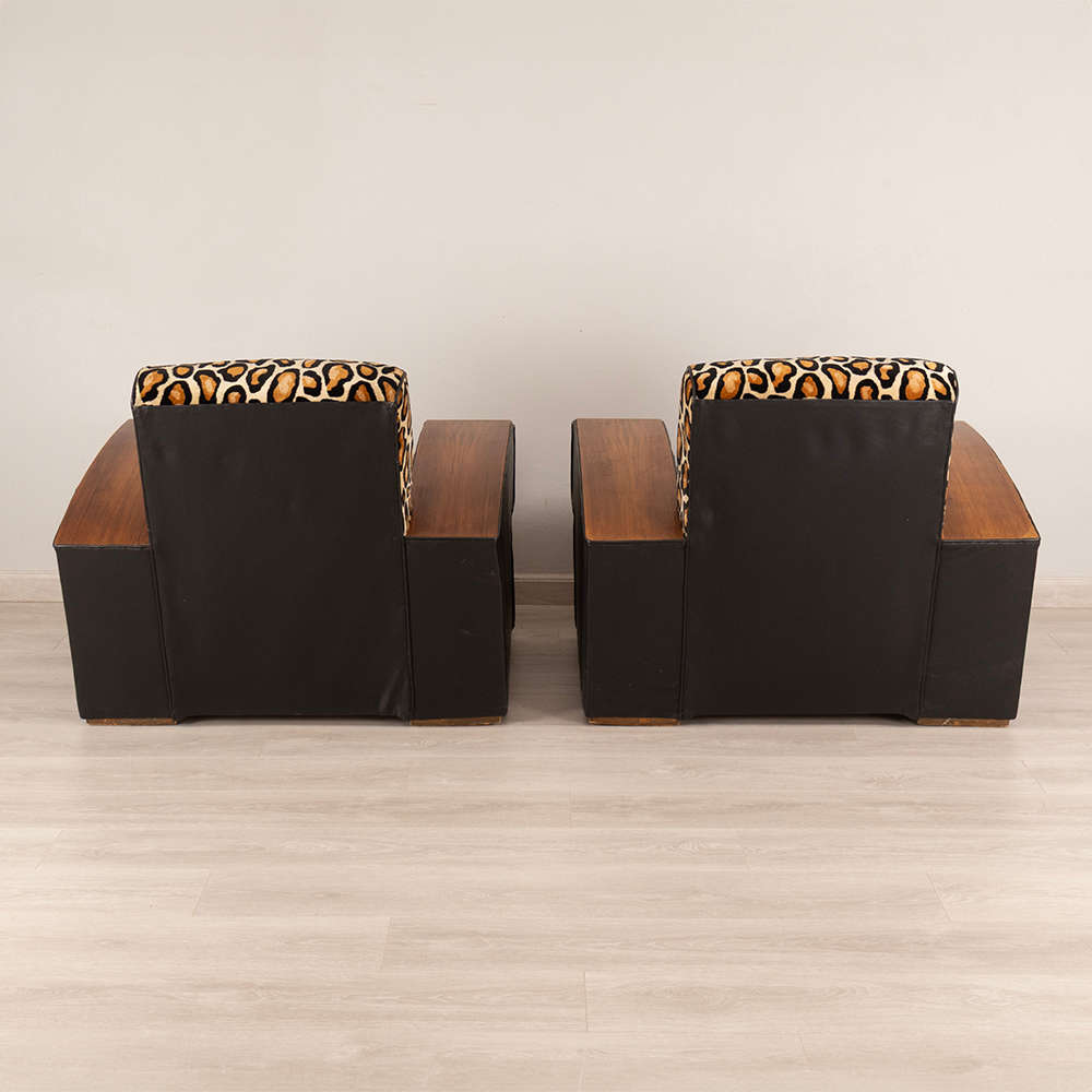 Art Deco Walnut Armchairs