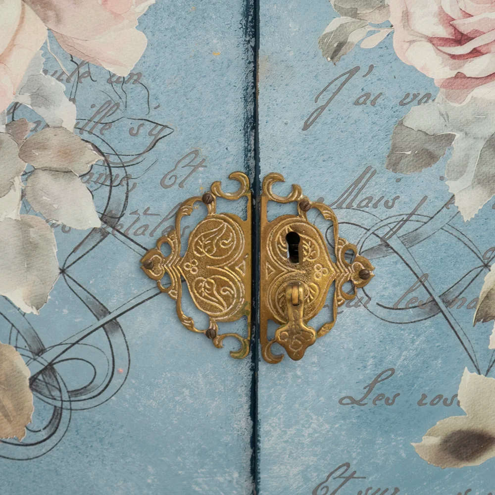 Vintage Drinks Cabinet Blue Floral