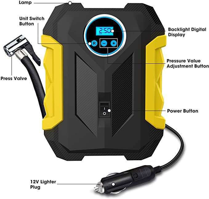 Portable Digital Air Compressor Pump - Tire Inflator