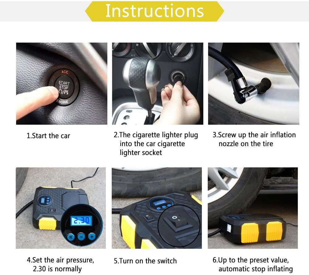 Portable Digital Air Compressor Pump - Tire Inflator