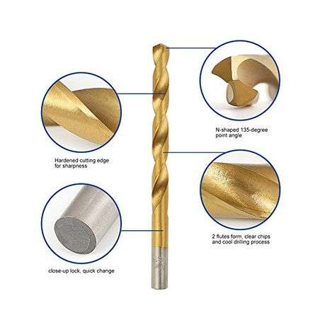 100 Pcs Titanium Drill Bit Set with Storage Case