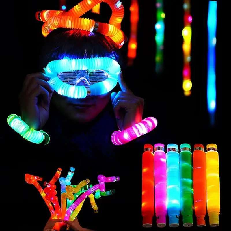 LED Light Up Pop Fidget Pipes 12 Pack