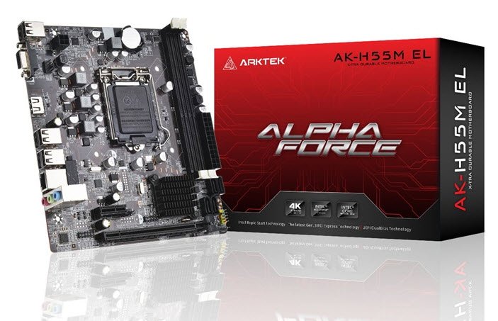 Arktek - Arktek Intel H55 Chipset Socket LGA1156 mATX Motherboard