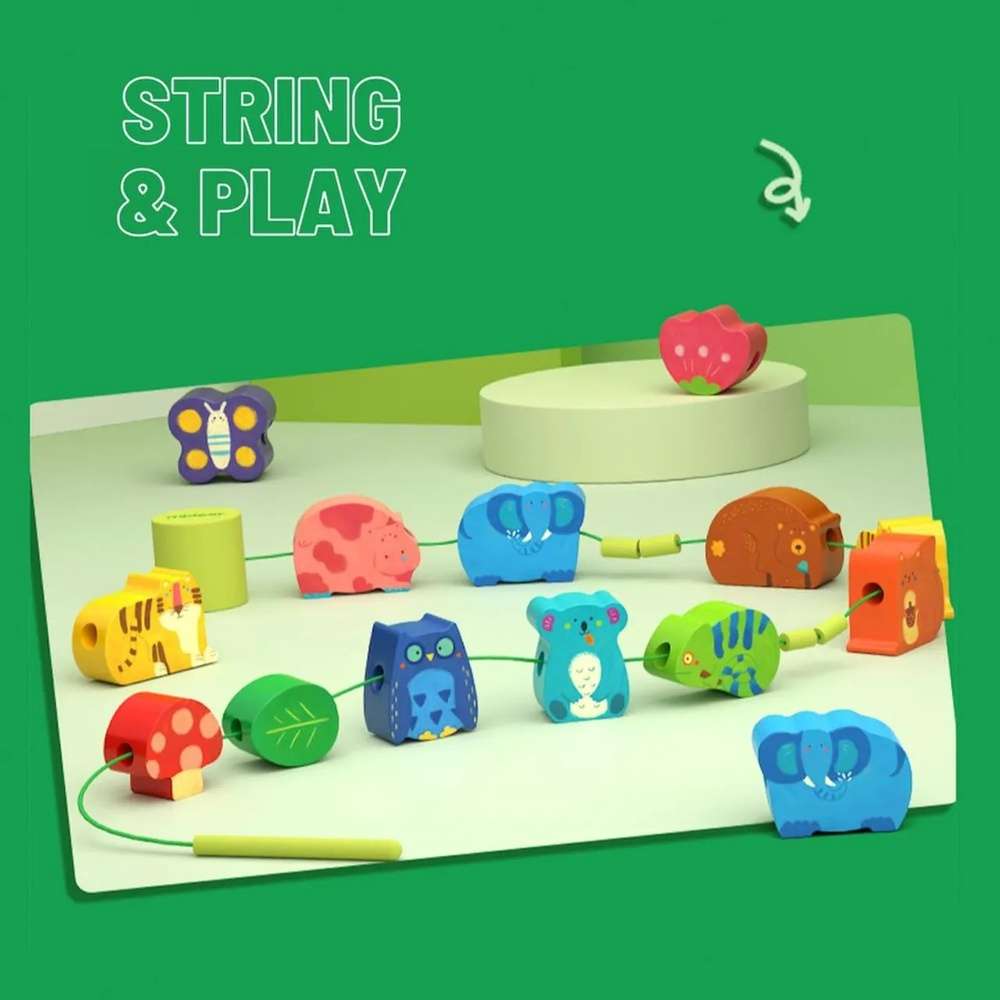 Mideer - Lacing Beads Numbers & Animals - Threading Activity for Kids