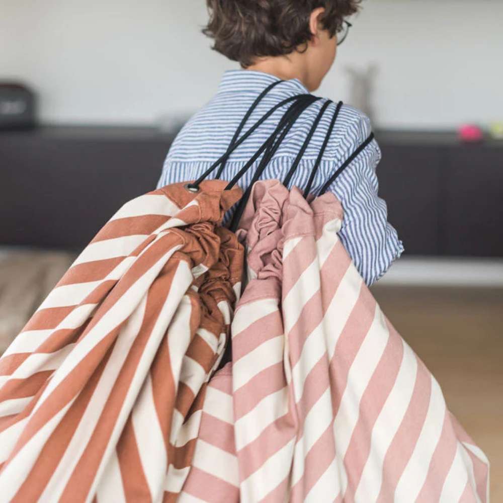 Play&Go - 3-in-1 Playmat & Toy Bag - Stripes Pink