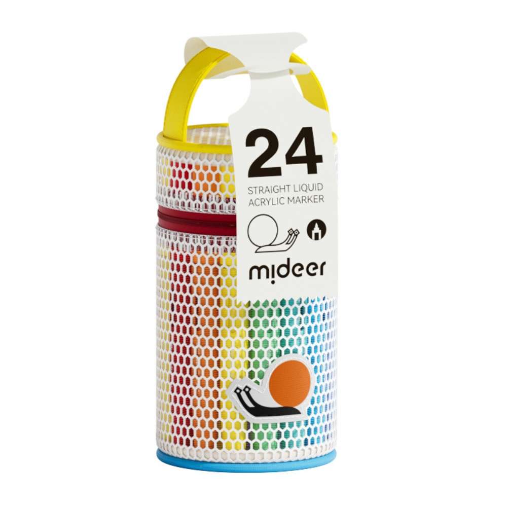 Mideer - Acrylic Markers with Carry Bag - Brush Tip - 24 Colours