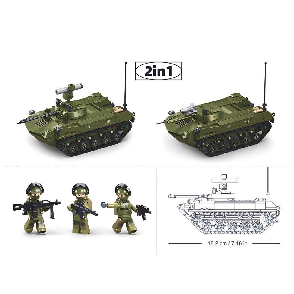 Sluban Building Set: Model Bricks - BMD-2S 2-in-1 Tank - 530 Pieces
