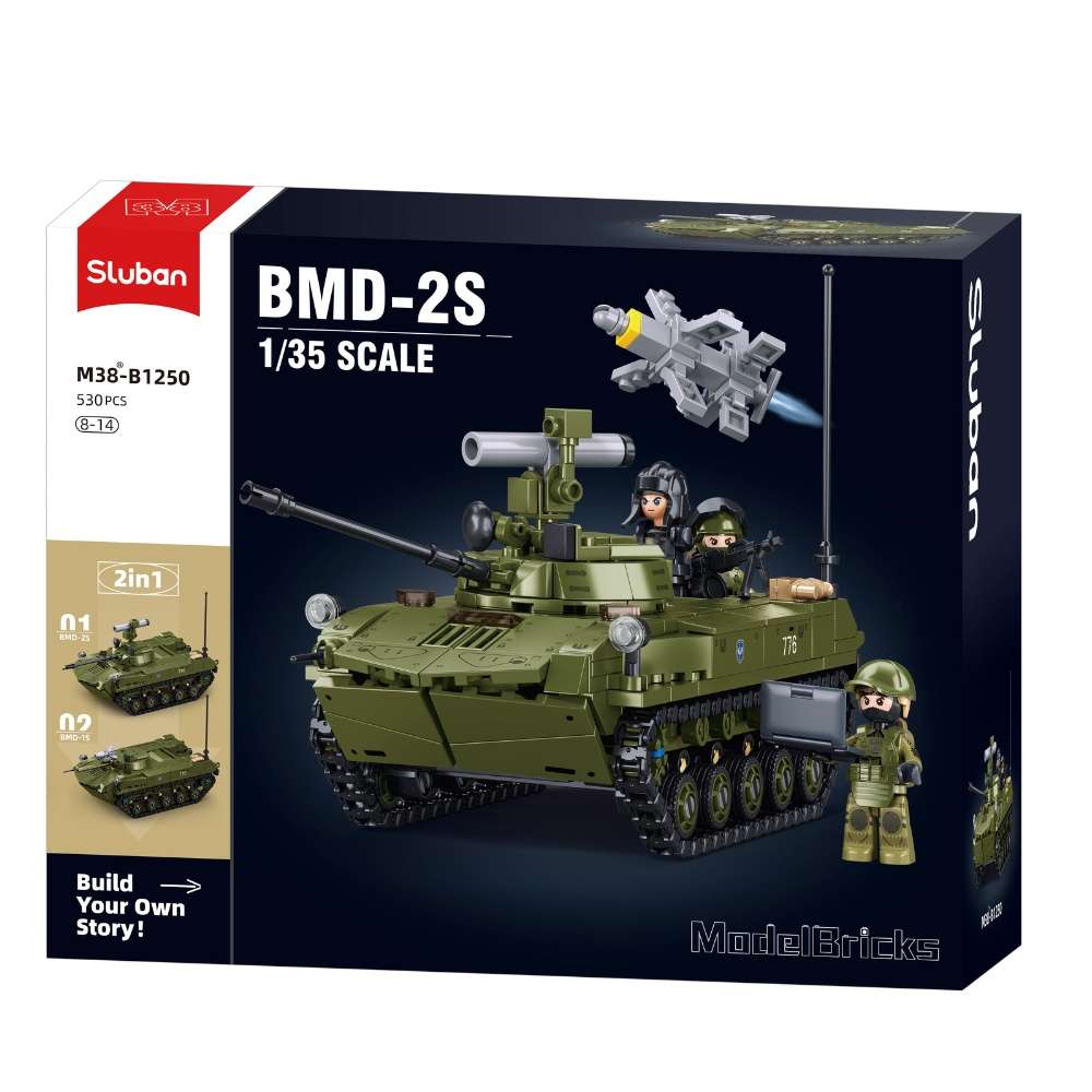 Sluban Building Set: Model Bricks - BMD-2S 2-in-1 Tank - 530 Pieces