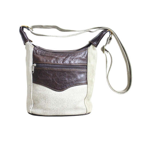 Buffalo & Cows Leather Sling Bag (White wash)