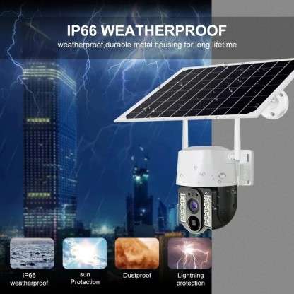 4G Solar-Powered Surveillance Camera with V380 Pro App, Night Vision, Motion Detection, Remote Monit