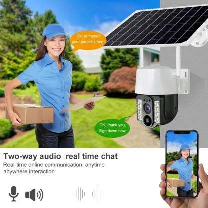 4G Solar-Powered Surveillance Camera with V380 Pro App, Night Vision, Motion Detection, Remote Monit