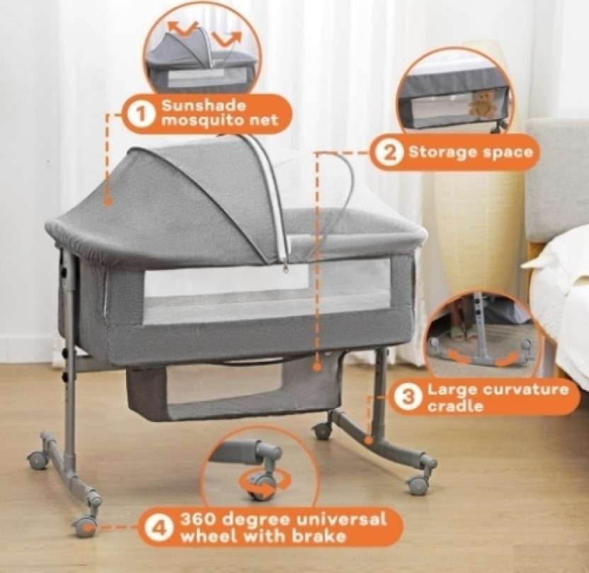 3 in 1 Baby Bassinets with Large Curvature Cradle Bassinet