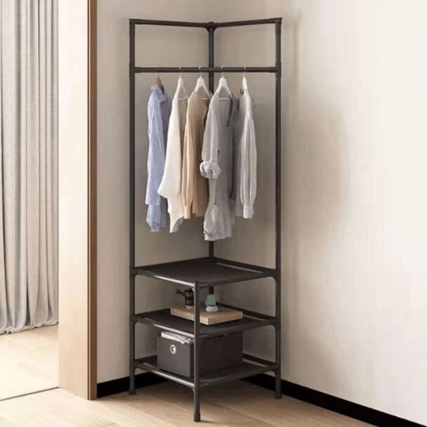 Multifunctional Floor Standing Corner Coat Rack Stainless Steel Rack Shelf For Living Room & Bedroom