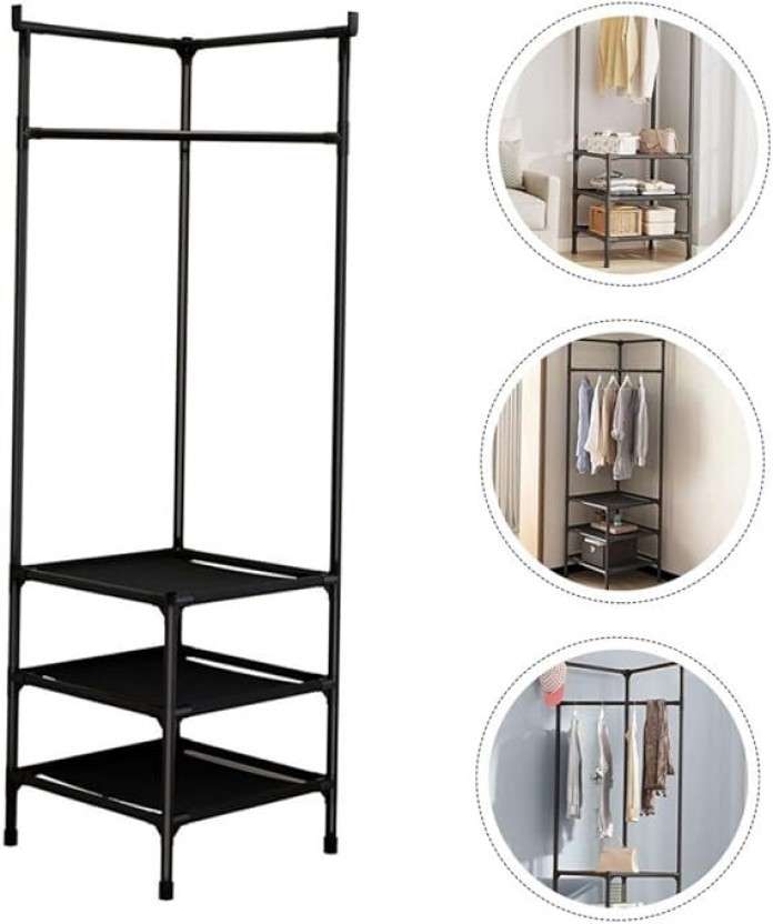 Multifunctional Floor Standing Corner Coat Rack Stainless Steel Rack Shelf For Living Room & Bedroom