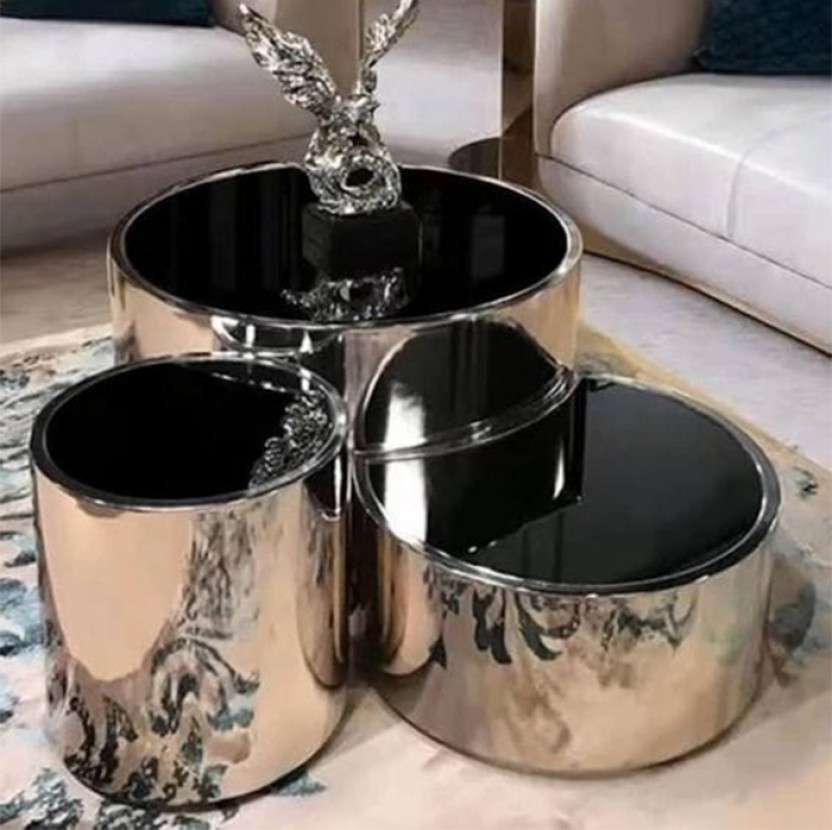 Nesting Coffee Table with a Glass top and Metal base Set