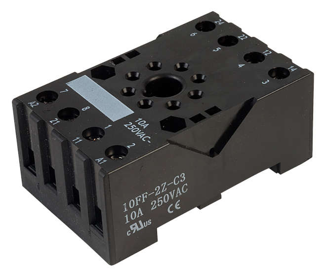 SOCKET RELAY DPDT 8 PIN BLACK 10A 250VAC 10FF-2Z-C3(555)