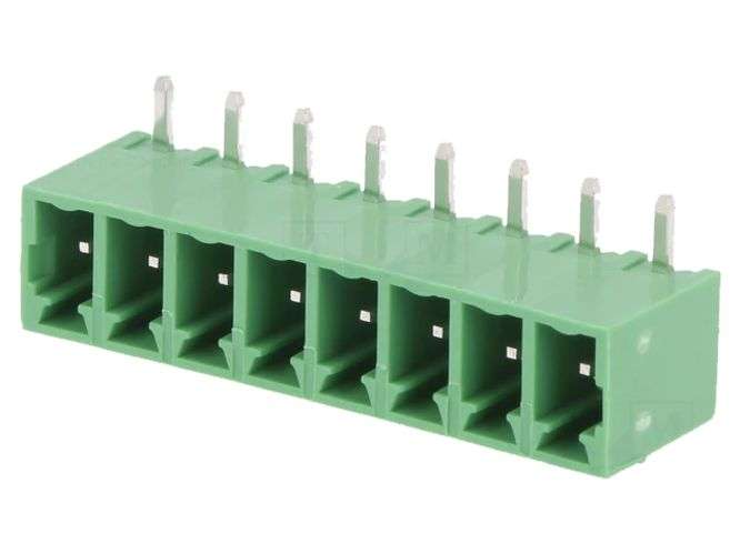 TERMINAL BLOCK R/A PCB-MNT 8P CLOSED P=3.5 GREEN 15EDGRC-3.5-08P-14-00A(H)