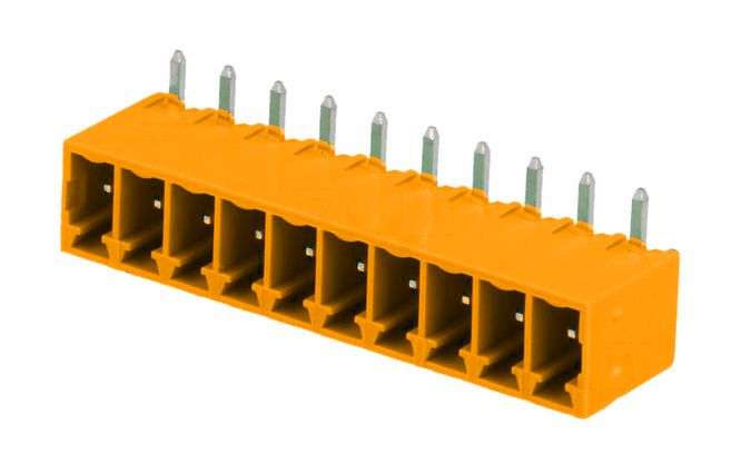 TERMINAL BLOCK R/A PCB-MNT 10P CLOSED P=3.5 ORANGE 15EDGRC-3.5-10P-15-00AH