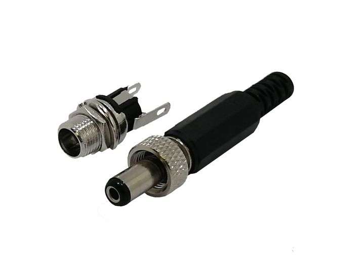 2.1mm DC POWER PLUG AND SOCKET WITH THREADED LOCK 190870