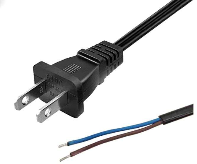 2PIN FLAT MAINS PLUG TO OPEN END LEAD 0.75 1.5m BLACK  TBA