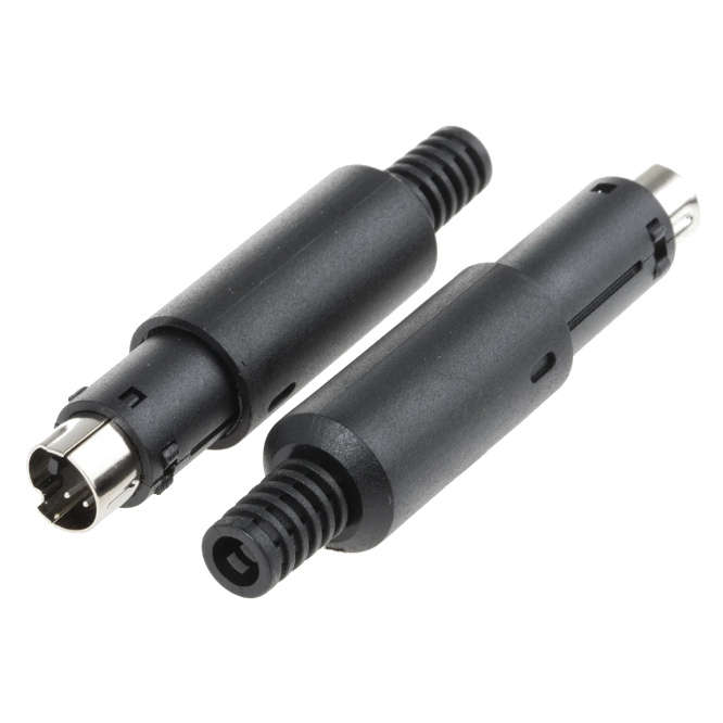 MINI DIN PLUG 4P 100V 1A BLACK 304-05-728