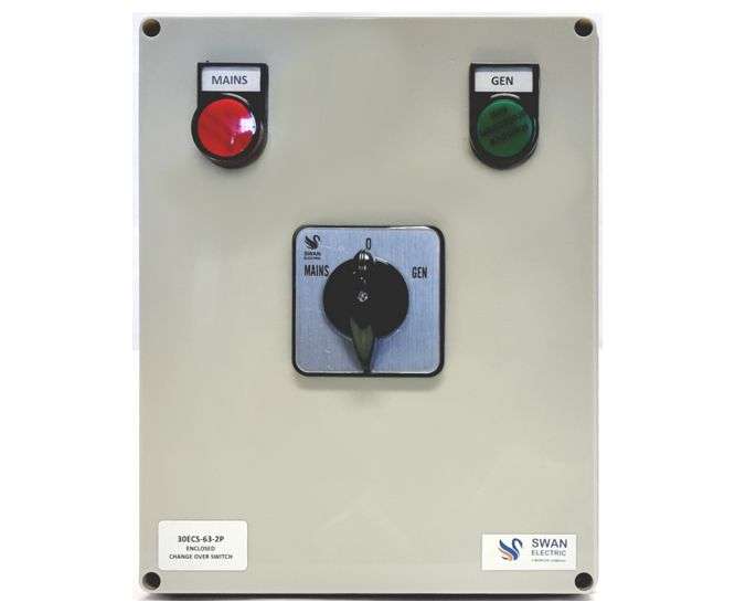 CHANGE OVER SWITCH 2-POLE PVC ENC 63A 30ECS-63A-2P