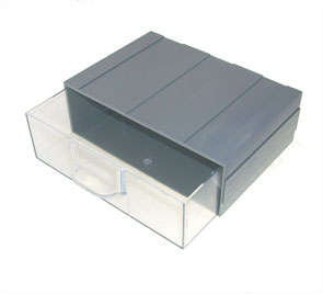 DRAWER 3U 1-COMPART GREY/CLEAR  3D      60x178x124mm