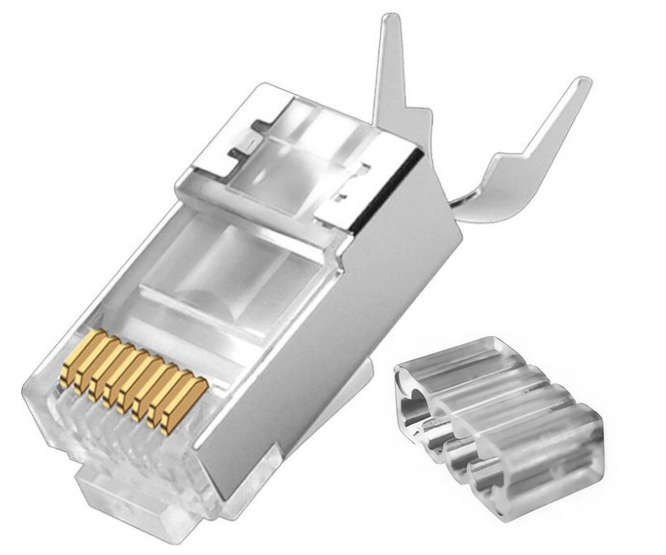 MODULAR PLUG 8W RJ45 CAT7 CONNECTOR SHIELDED CHROME - EACH 51P-C7