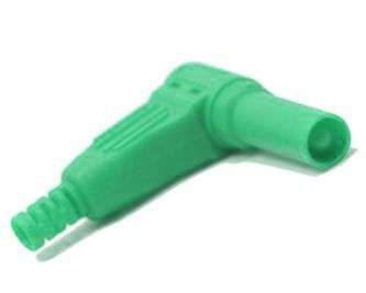 BANANA PLUG 4MM RIGHT ANGLE GREEN 1KV, BB5504-GR