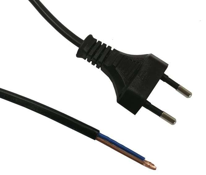 LOW POWER SA MAIN 2-PIN PLUG TO OPEN ENDS LEAD 1.0m AC-2EUOE07FMBK1
