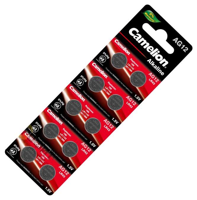 ALKALINE BUTTON CELL 1.5V 113mAh 11.6x3.1mm - 10/PACK AG12-BP10